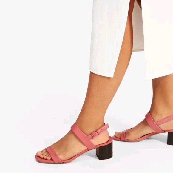 Everlane The Double Strap Block Heel Sandal Strawberry Pink Size 10.5 Italy - Picture 1 of 10